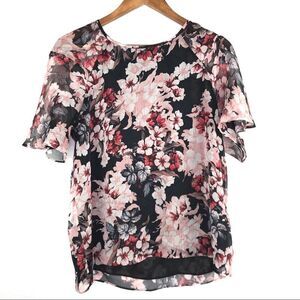 Vince Camuto Short Sleeve Floral Print Top Size M
